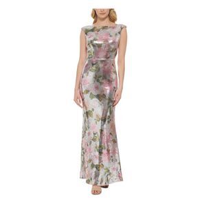 ELIZA J Womens Silver Lined Sleeveless Full-Length Formal Gown Dress 14